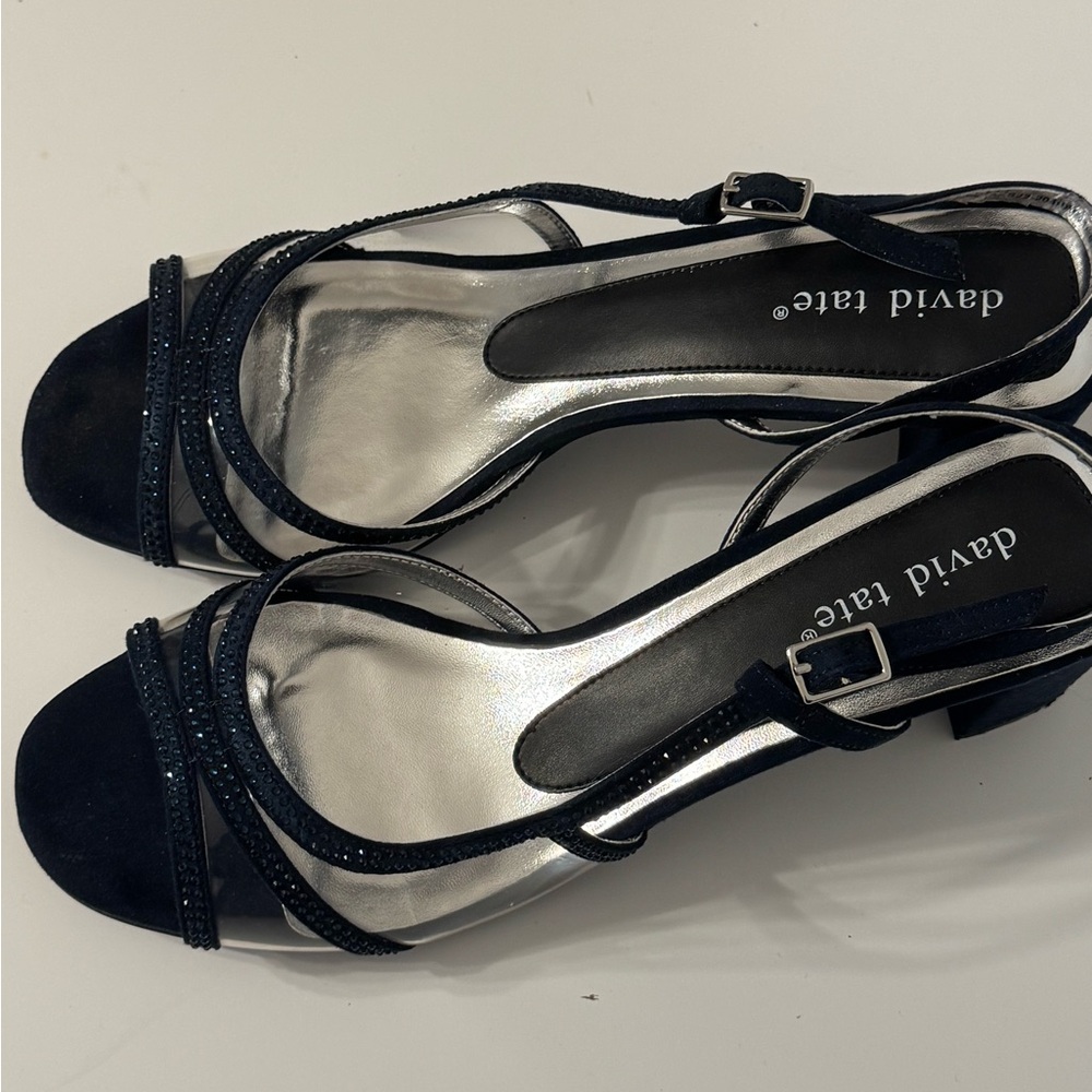 David Tate Wed Navy Nova Suede Bridal Bridesmaid Classic Wedding Heels - Picture 3 of 6